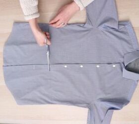 make a ruffle shirt dress with upcycled mens shirts
