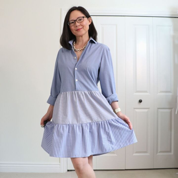Make a Ruffle Shirt Dress With Upcycled Mens Shirts | Upstyle