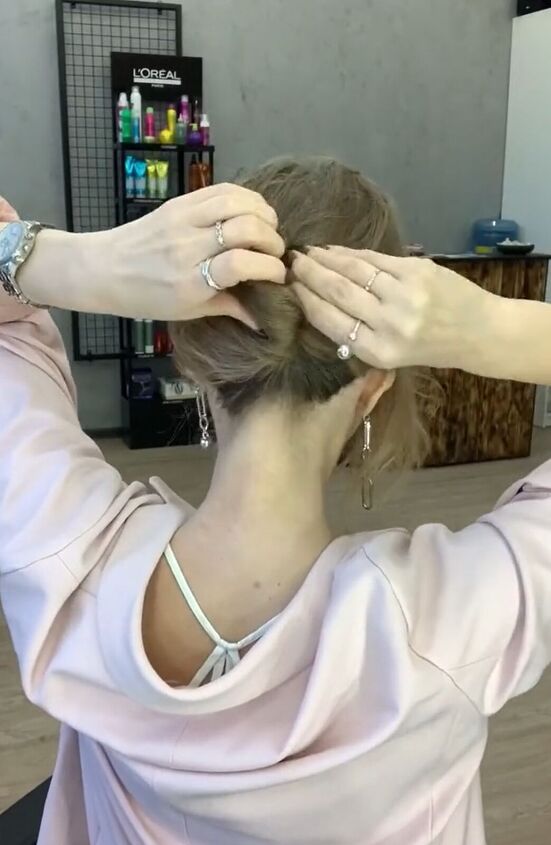 this updo is perfect for short hair, Pinning hair