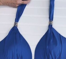 how to tie a bikini top without it looking bulky, Tying knot