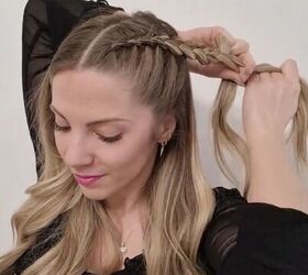 these criss cross braids are perfect for festivals, Creating Dutch braid