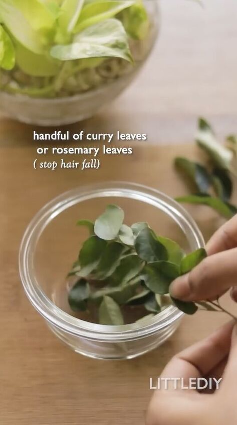 wash your hair with this natural shampoo bar to stop hair fall, Adding curry leaves