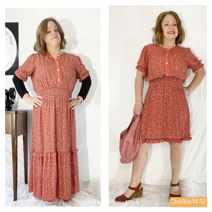 how to shorten a dress quickly HOW TO SHORTEN A DRESS WITHOUT CUTTING AND WITHOUT HEMMING FROM THE BOTTOM/SEW EASY@RexieCastillo