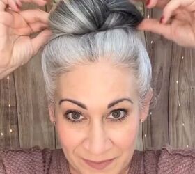 i love to wear my natural gray hair in a bun like this, Fluffing bun