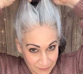 i love to wear my natural gray hair in a bun like this, Making hole