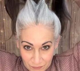 i love to wear my natural gray hair in a bun like this, Pulling on ponytail