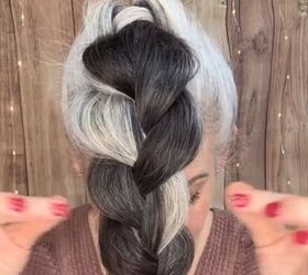 i love to wear my natural gray hair in a bun like this, Loosening braid