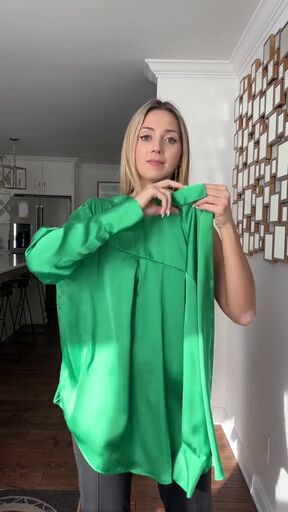 this is my favorite hack for button down blouses, Inserting arm through sleeve