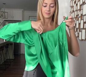 this is my favorite hack for button down blouses, Draping