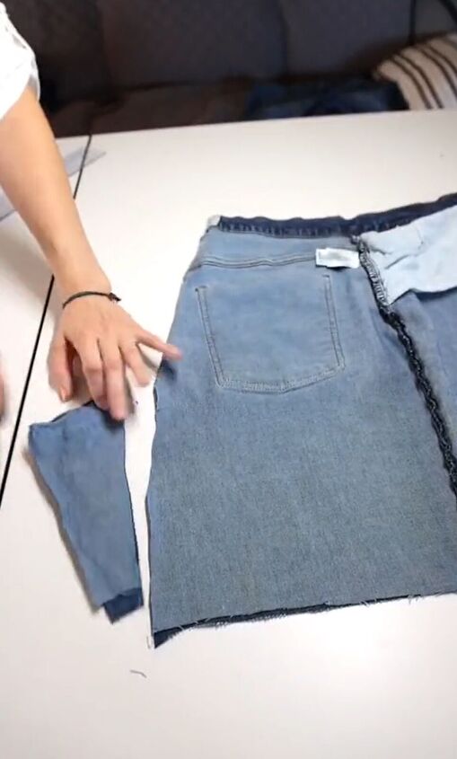 cut up thrifted jeans for your new favorite skirt, Trimming