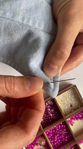 a simple and cute diy that can upgrade any collar, Poking needle through shirt
