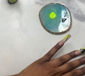 yellow summer nail designs, Applying top coat