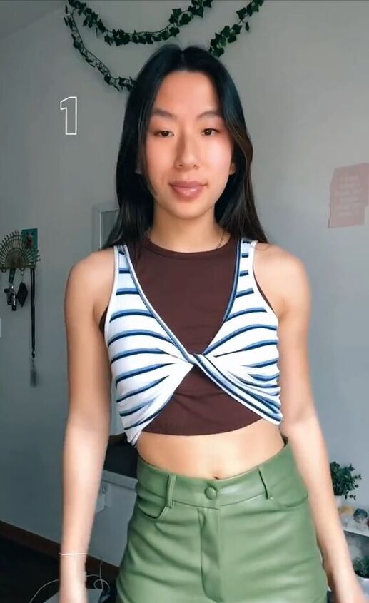 3 ways to turn your tank top into a crop top, Style 1 Twisted