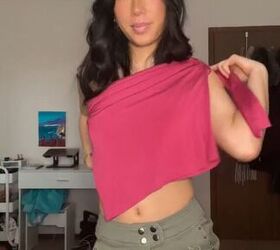how to turn a basic long sleeve into a sexy going out top, Placing top over shoulder