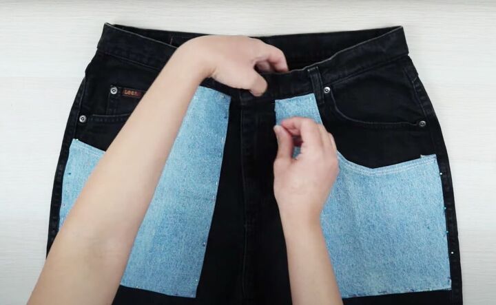 add pockets to pants, Attaching hip pocket