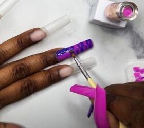 cute pink and blue nails, Creating the design