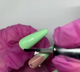 pastel green nail ideas, Applying top coat