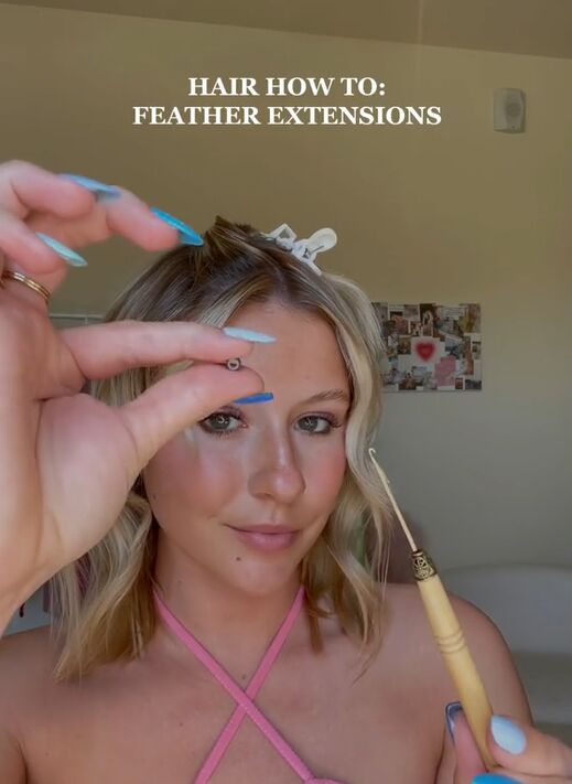 how to do your own hair feathers at home, Nano ring bead