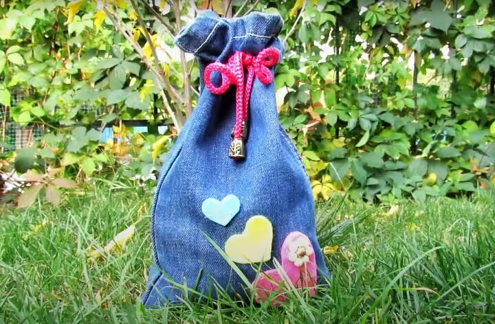 how to make bags from old jeans step by step, Style 3 Drawstring bag
