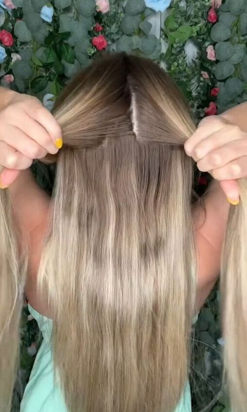 half up fishtail braid tutorial, Separating hair