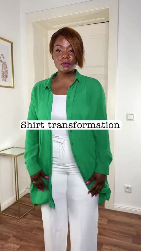 this fashion hack gives your button up a new look, Shirt transformation