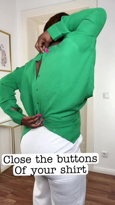 this fashion hack gives your button up a new look, Fastening buttons