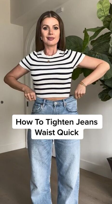quick fix to make your jeans fit better no sewing needed, Before
