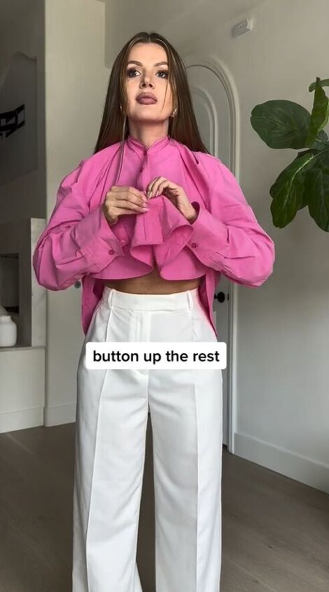 you ve never seen a button down blouse styled like this, Buttoning