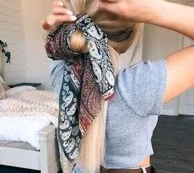 grab a scarf and upgrade your messy bun, Pulling hair