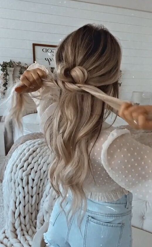 do your hair like this under your hats, Tying second knot