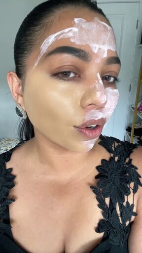 testing viral trend of using calamine lotion as a makeup primer, Applying foundation over calamine lotion