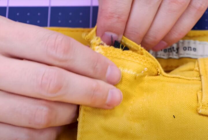how to replace a zipper on jeans, Restitching the waistband