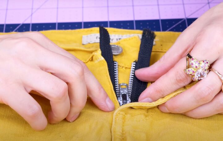 how to replace a zipper on jeans, Adding replacement zipper