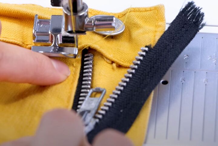 how to replace a zipper on jeans, Adding replacement zipper