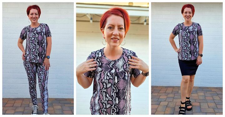 sew a faux snakeskin shirt with a gathered front