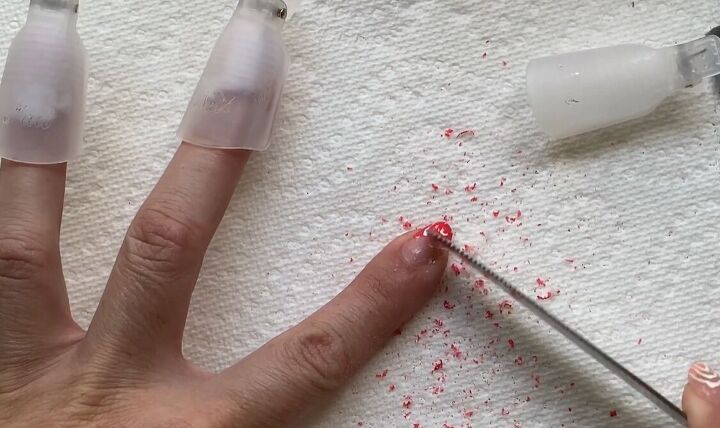 how to remove gel nails at home, Scraping gel