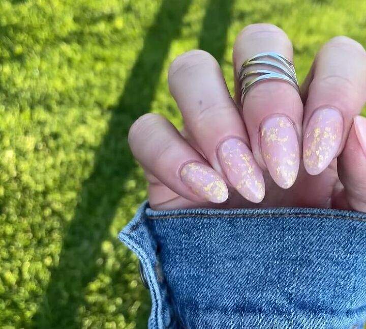 milky nails, DIY dip milk foil nails