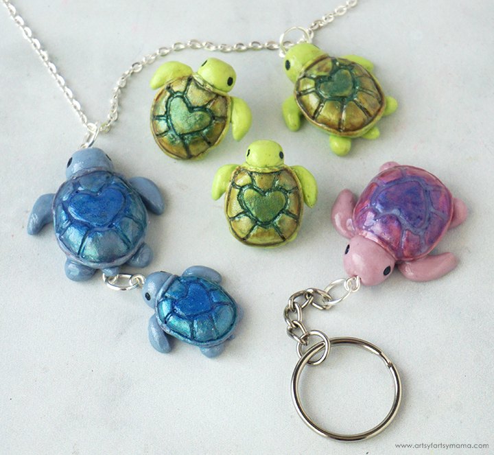 polymer clay sea turtle jewelry, Polymer Clay Sea Turtle Jewelry