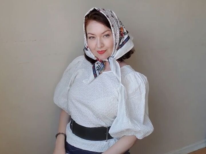 summer head scarf styles, Babushka style