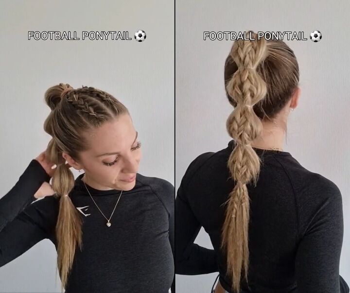 start with 2 braids for this unique look, Unique sporty hairstyle