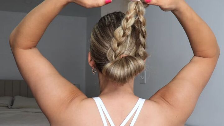 workout hairstyles, Workout hairstyle 1 Braided low bun