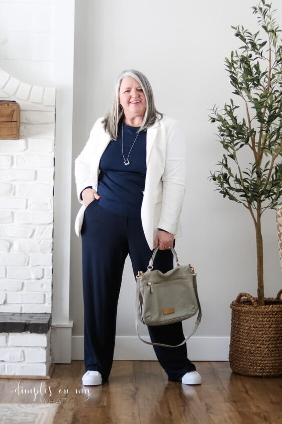 how to wear wide leg pants with sneakers for plus size women over 50, Do you love the wide leg pants or pants suit trend Here s how to were wide leg pants with sneakers if you re a plus size woman over 50 womensstyle plussizefashionover50 over50fashion plussizewidelegpants plussizefashionforwomenover50 plussizebusinesscasual plussizetrends