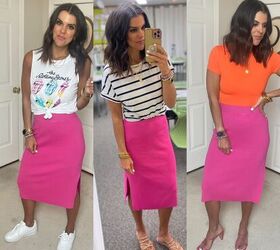 4 ways to style a hot pink skirt for summer