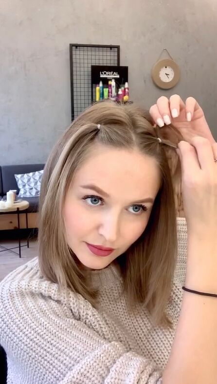 Cute Half up Hairstyle That Keeps Bangs Out The Way Upstyle cute-half-up-hairstyle-that-keeps-bangs-out-the-way-upstyle