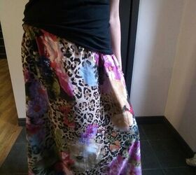 sew a maxi dress into a skirt elise s sewing studio, Finished maxi dress to skirt upcycle