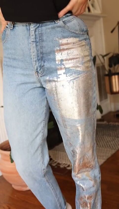 take your denim game to the next level, DIY foil jeans