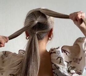 braided flower updo, Tying ponytails