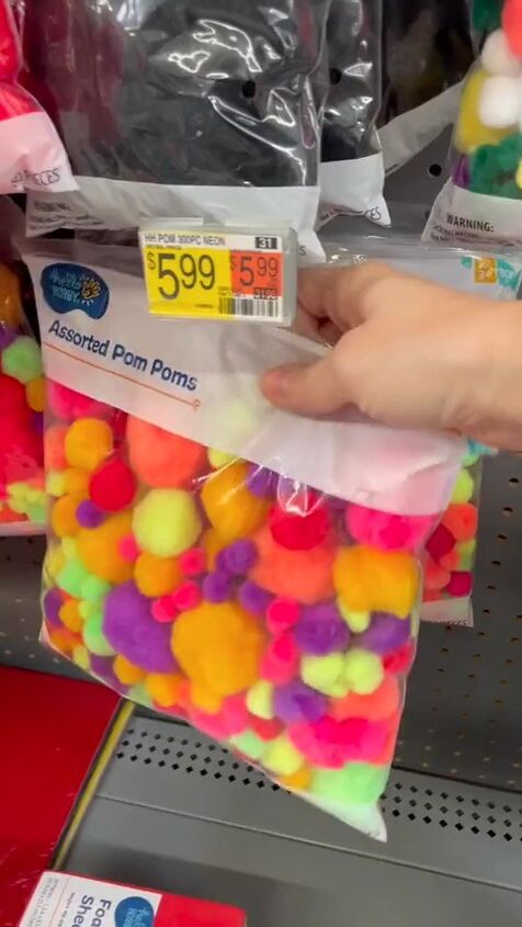 all you need is a bag of pom poms for this colorful diy, Buying supplies
