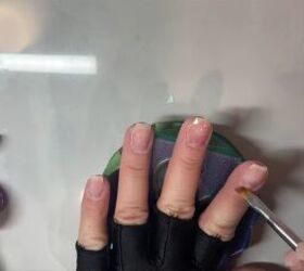 nails with pink powder, Applying base coat