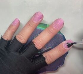 nails with pink powder, Applying gel base